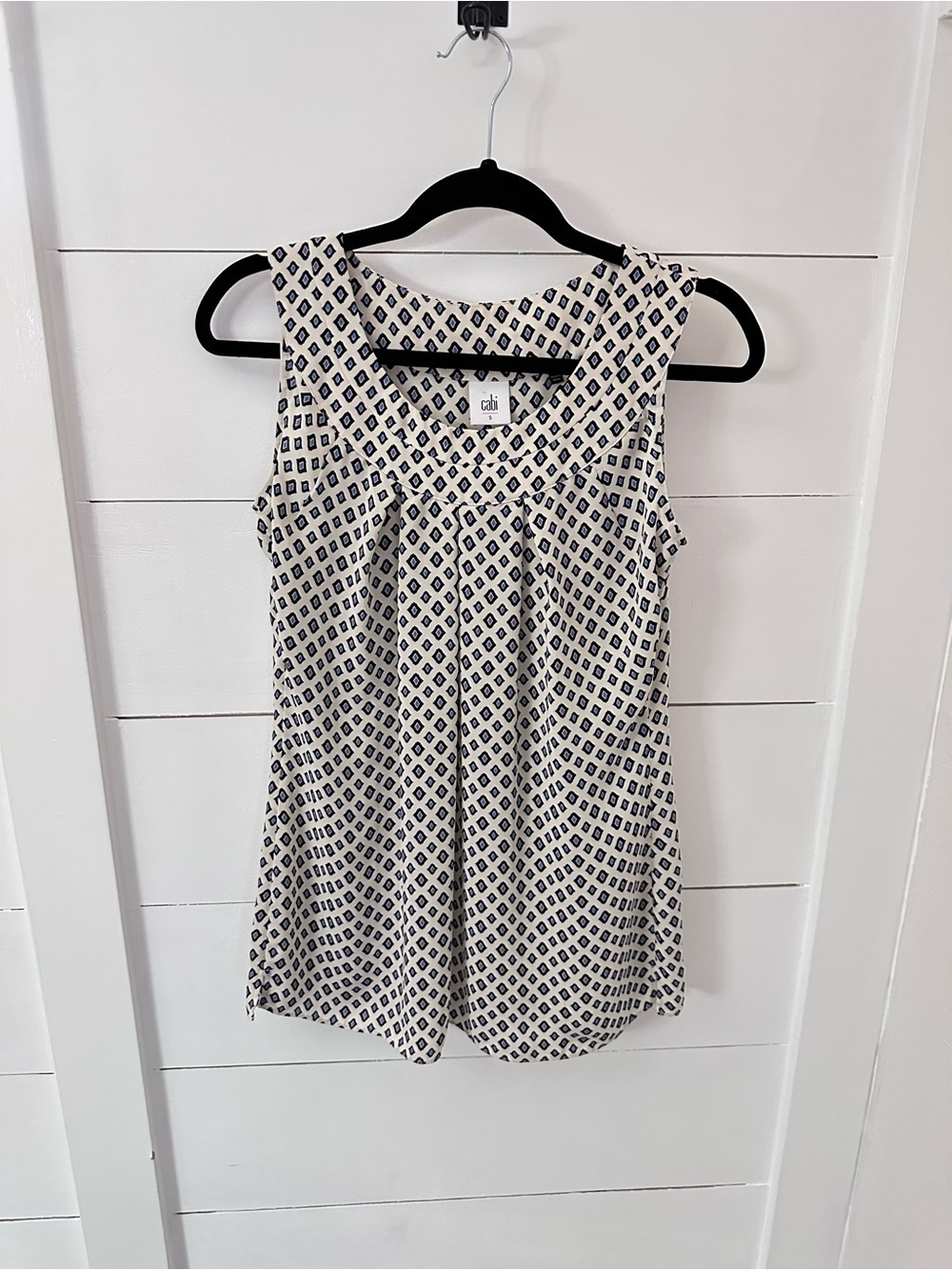 Cabi S #3272 cleo geometric diamond print retro tank coastal workwear classic - Picture 3 of 13